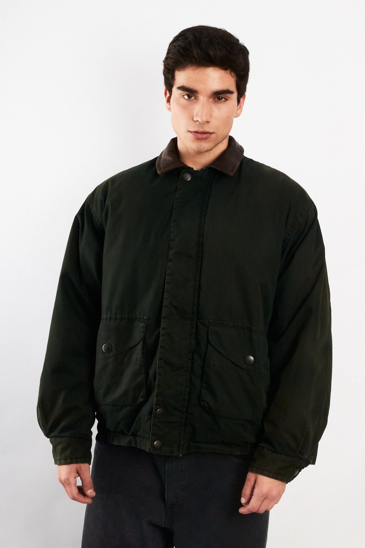 2000 Vintage Nautica Leather Collar Forest Green Down Jacket (L)