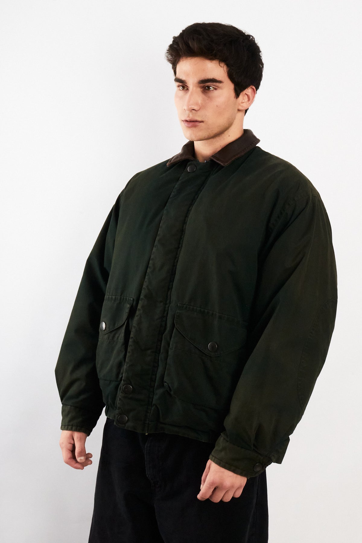 2000 Vintage Nautica Leather Collar Forest Green Down Jacket (L)