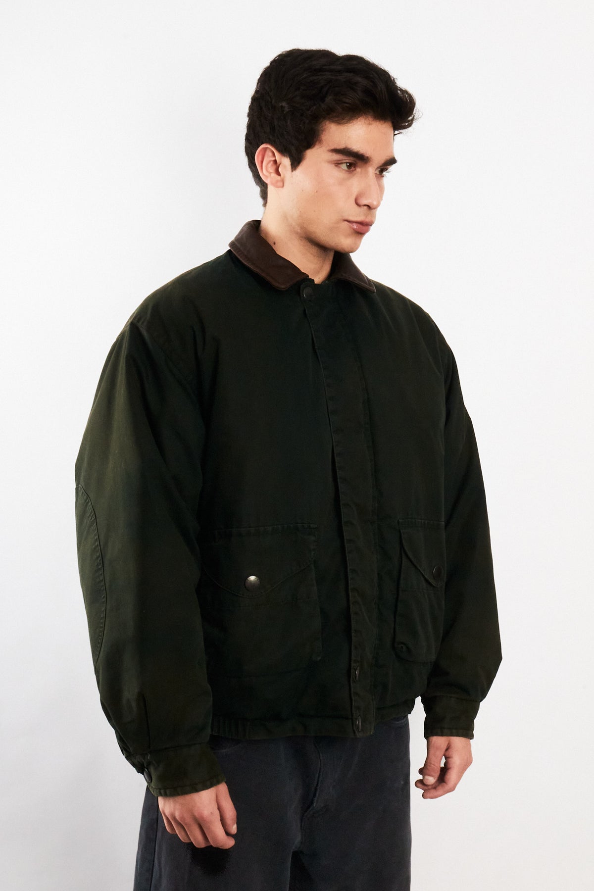 2000 Vintage Nautica Leather Collar Forest Green Down Jacket (L)