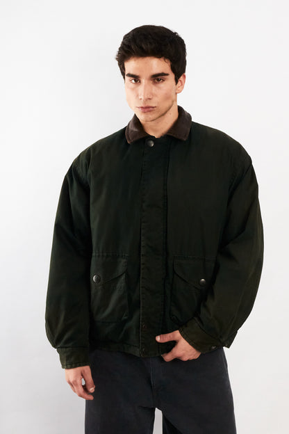 2000 Vintage Nautica Leather Collar Forest Green Down Jacket (L)