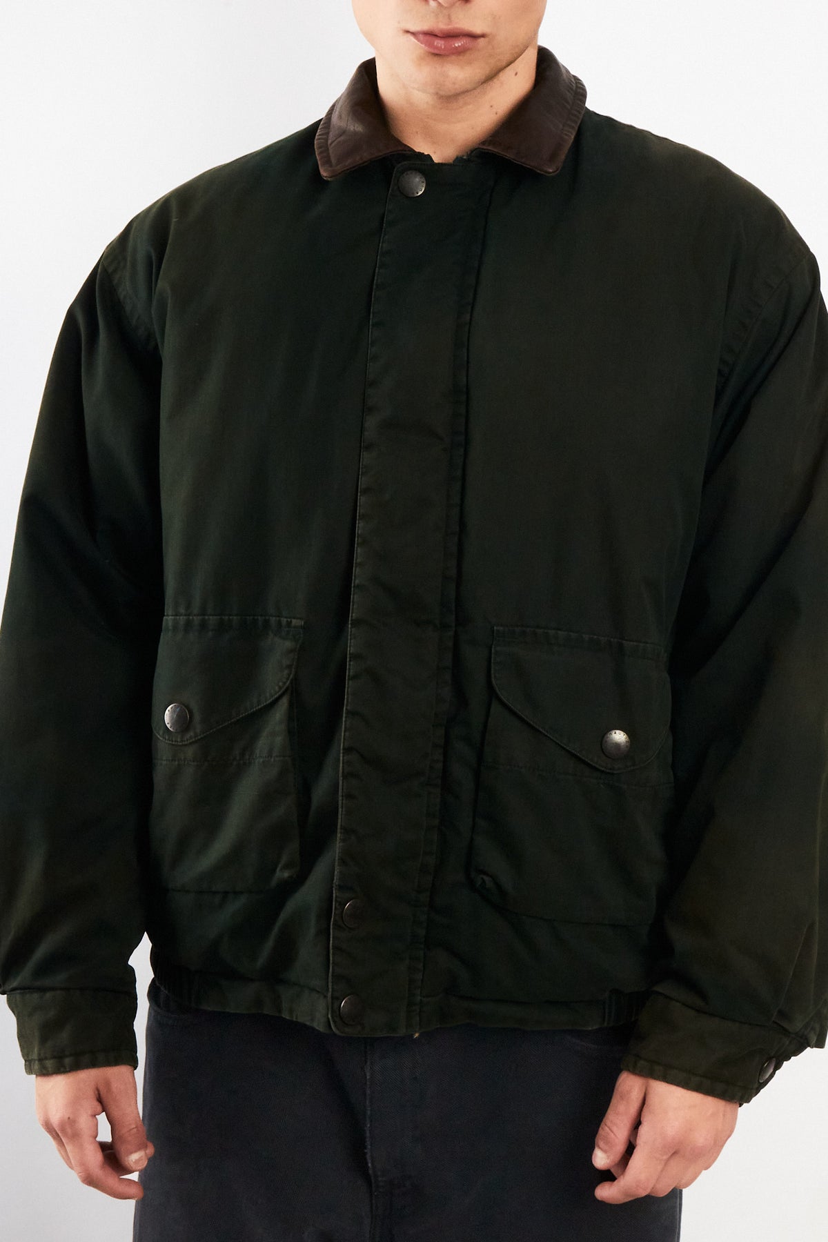 2000 Vintage Nautica Leather Collar Forest Green Down Jacket (L)