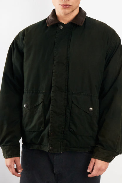 2000 Vintage Nautica Leather Collar Forest Green Down Jacket (L)