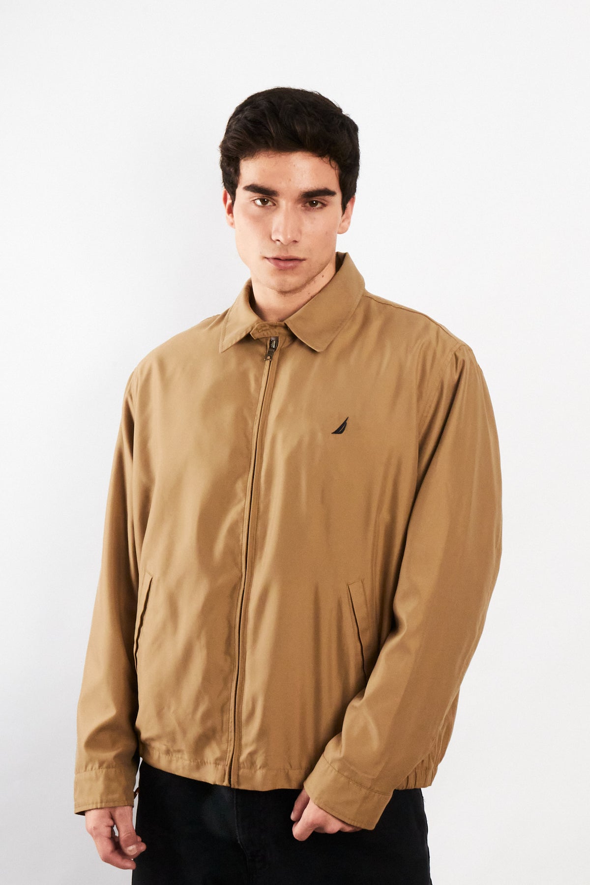 2000 Vintage Nautica Impermeable Camel Bi -swing Harrington(L)