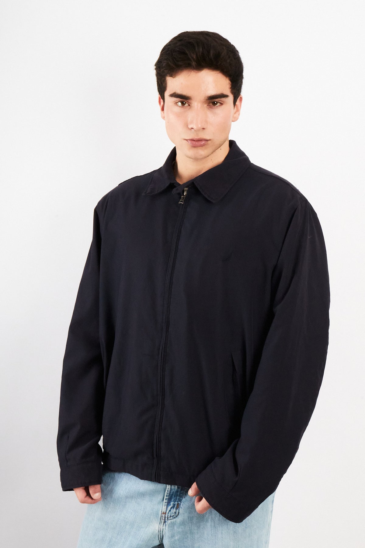 2000 Vintage Nautica Impermeable Bi-Swing Navy Harrington (L/XL)