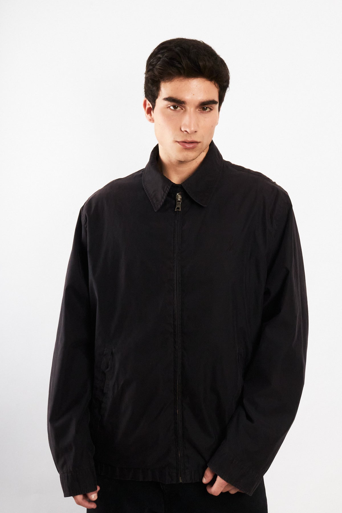 2000 Vintage Nautica Impermeable Bi-Swing Black Harrington (XL)
