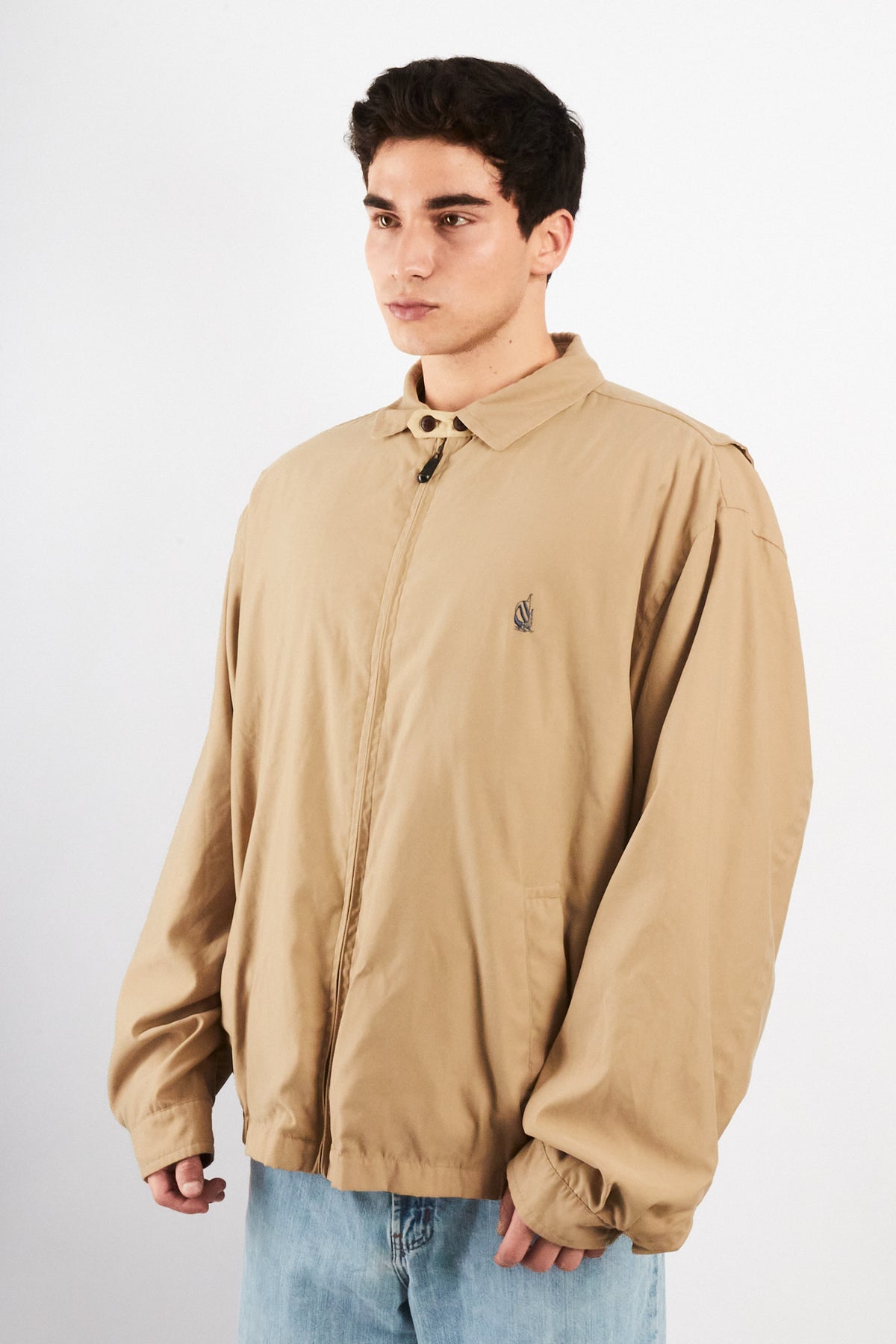 1990 Vintage Nautica Impermeable Bi-Swing Khakhi Harrington (L/XL)