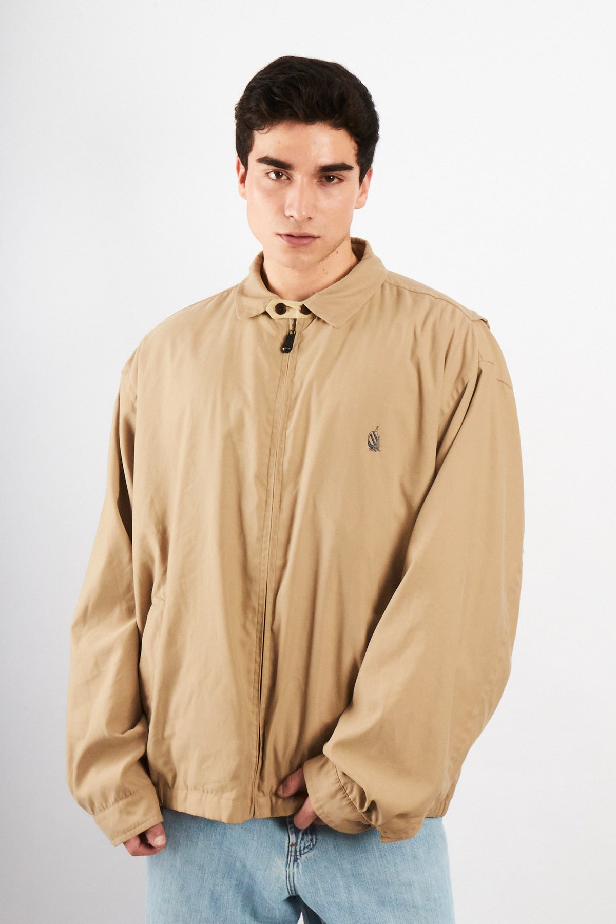1990 Vintage Nautica Impermeable Bi-Swing Khakhi Harrington (L/XL)