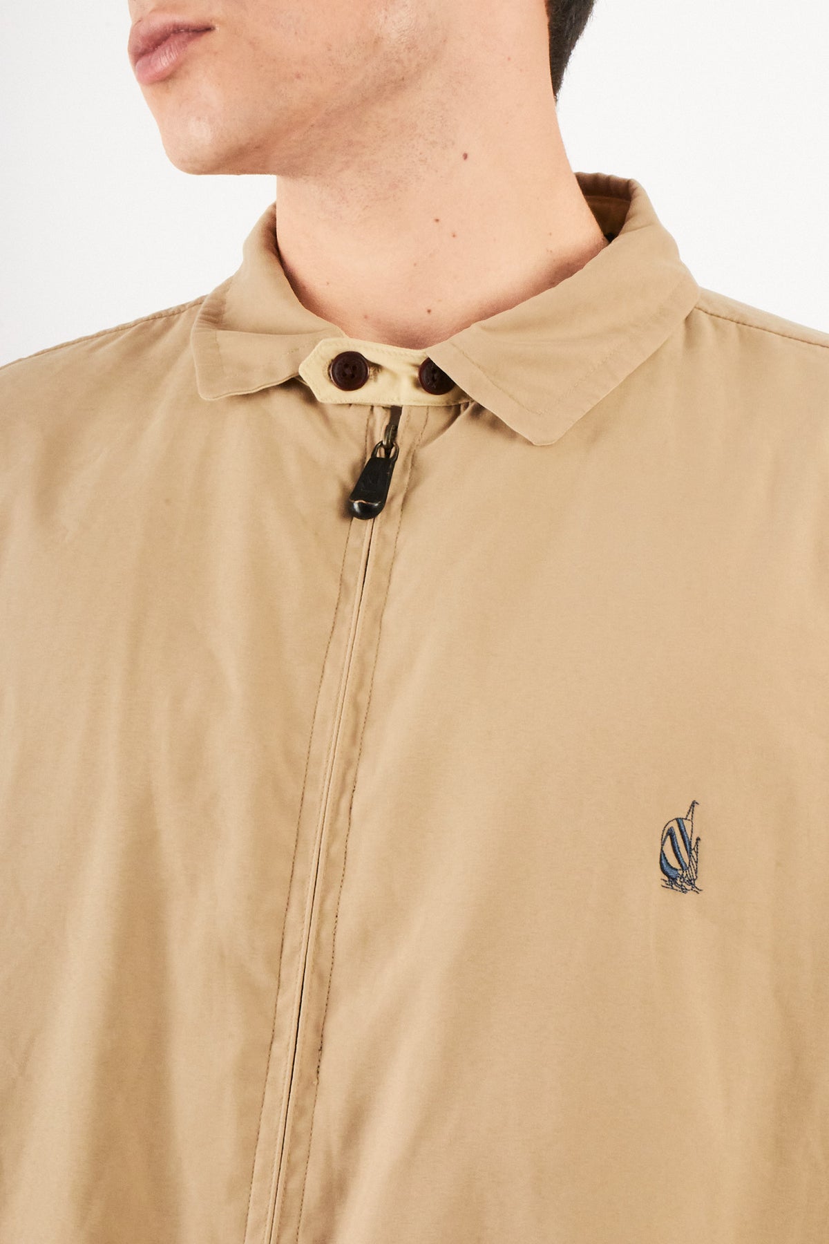 1990 Vintage Nautica Impermeable Bi-Swing Khakhi Harrington (L/XL)
