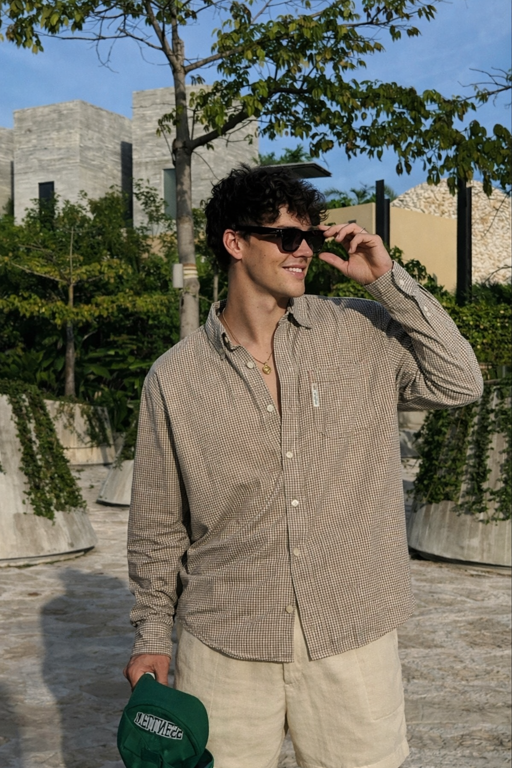 2000 Columbia Brown Plaid Shirt (L/XL)