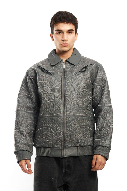 1990 Vilanto Tribal Embroidery Leather Jacket (L)