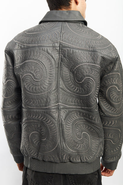 1990 Vilanto Tribal Embroidery Leather Jacket (L)