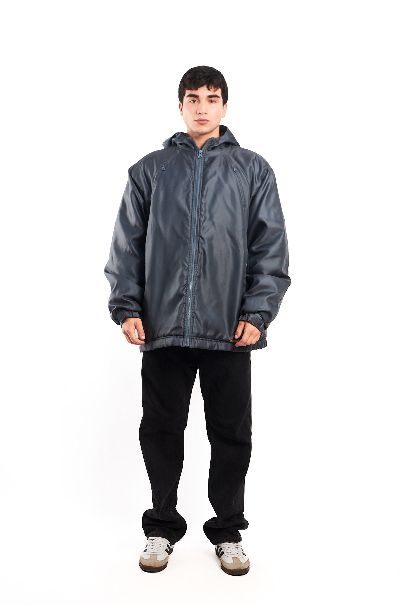 1999 Adidas Vintage Gray and Wine Padded Jacket (XL)