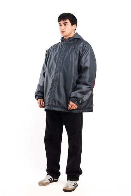 1999 Adidas Vintage Gray and Wine Padded Jacket (XL)