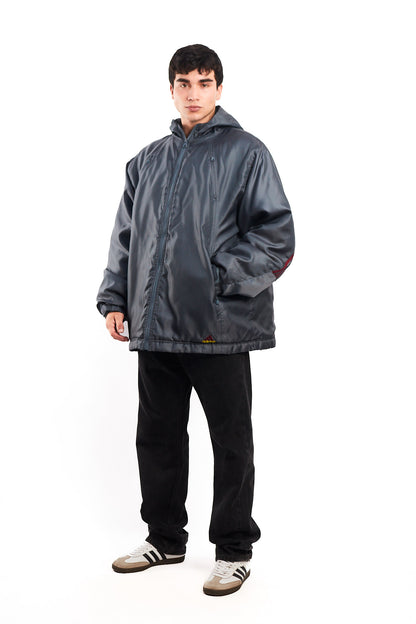 1999 Adidas Vintage Gray and Wine Padded Jacket (XL)