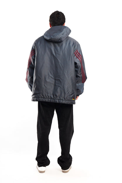 1999 Adidas Vintage Gray and Wine Padded Jacket (XL)