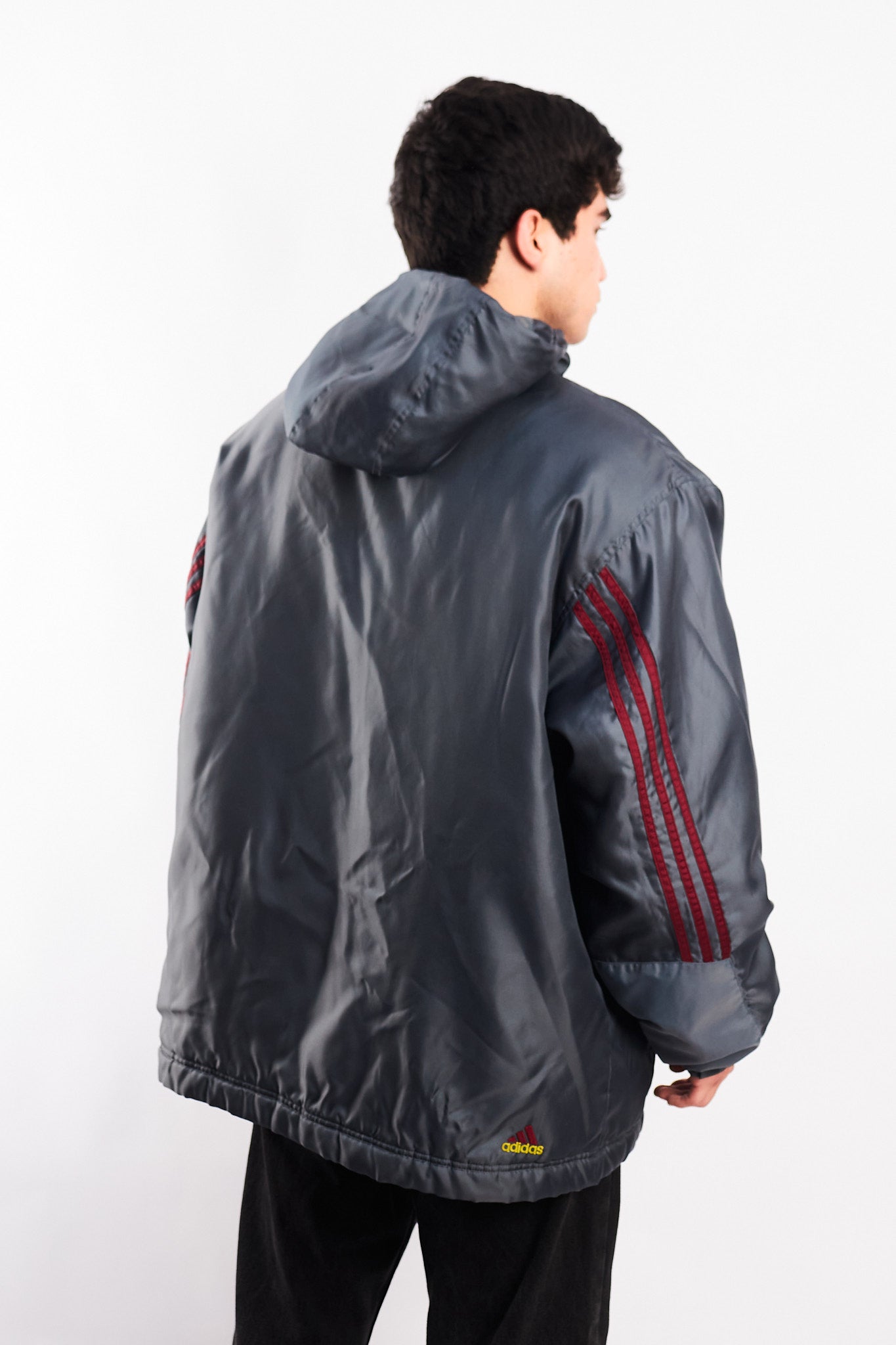 1999 Adidas Vintage Gray and Wine Padded Jacket (XL)