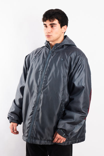 1999 Adidas Vintage Gray and Wine Padded Jacket (XL)