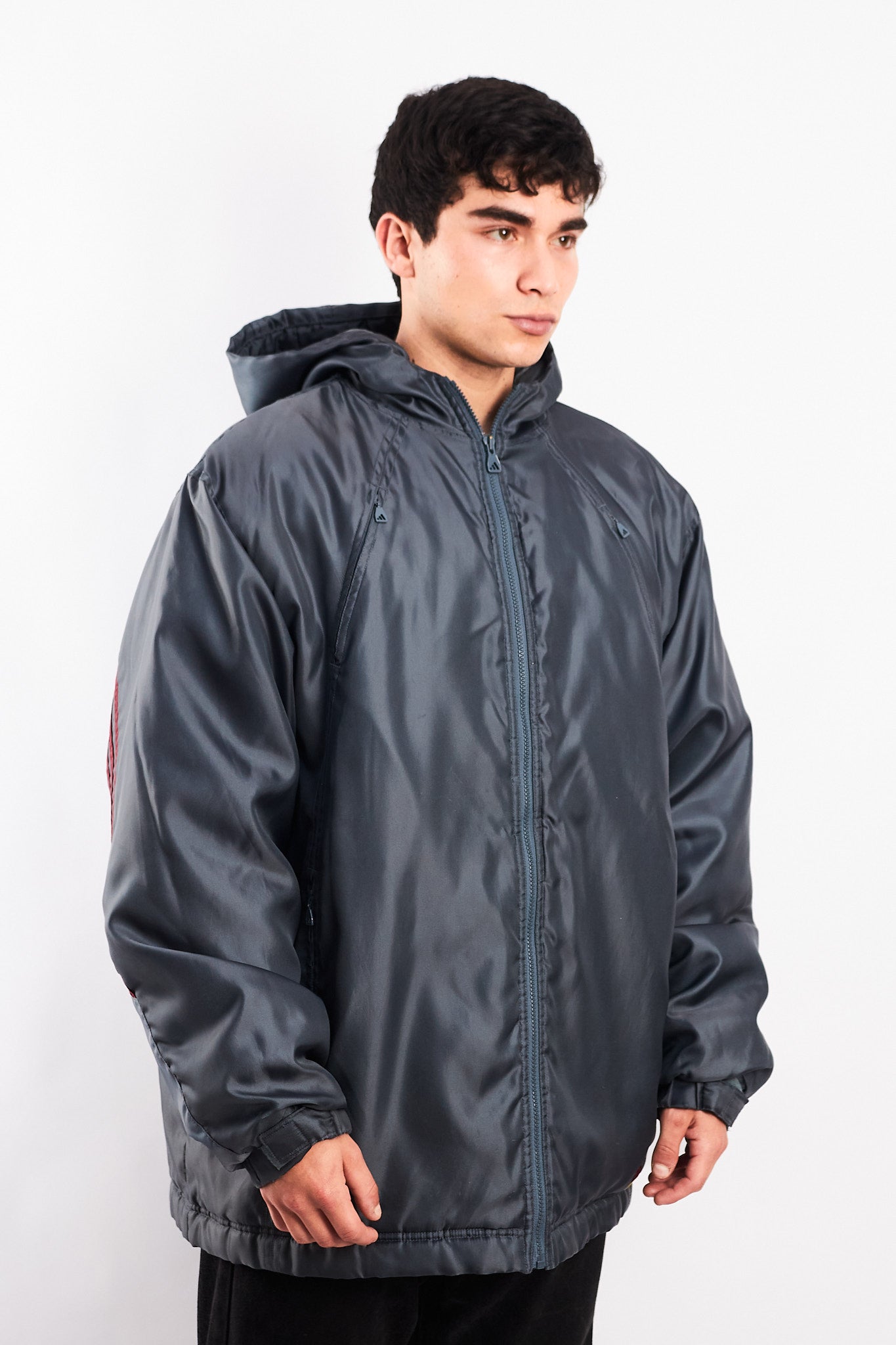 1999 Adidas Vintage Gray and Wine Padded Jacket (XL)