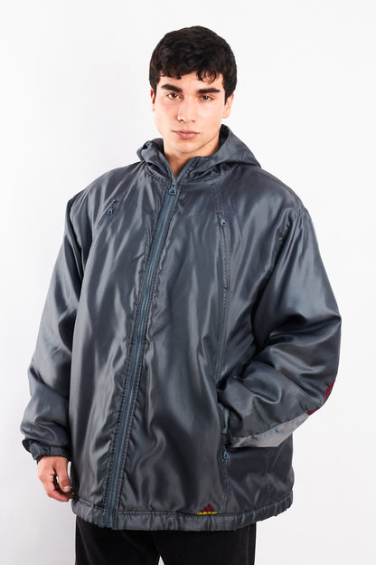 1999 Adidas Vintage Gray and Wine Padded Jacket (XL)