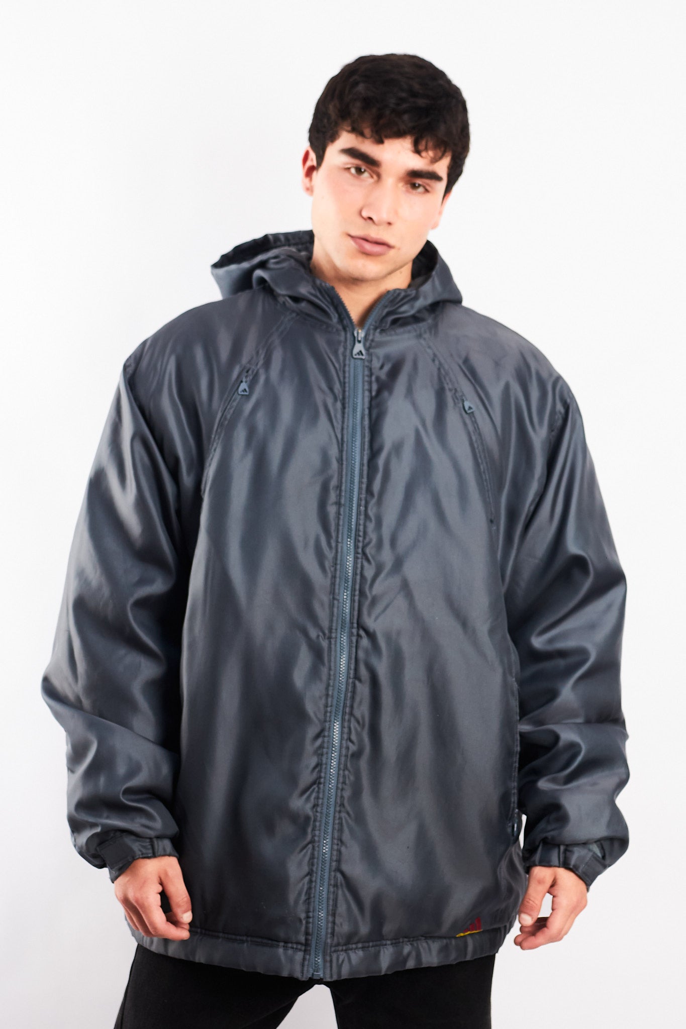 1999 Adidas Vintage Gray and Wine Padded Jacket (XL)