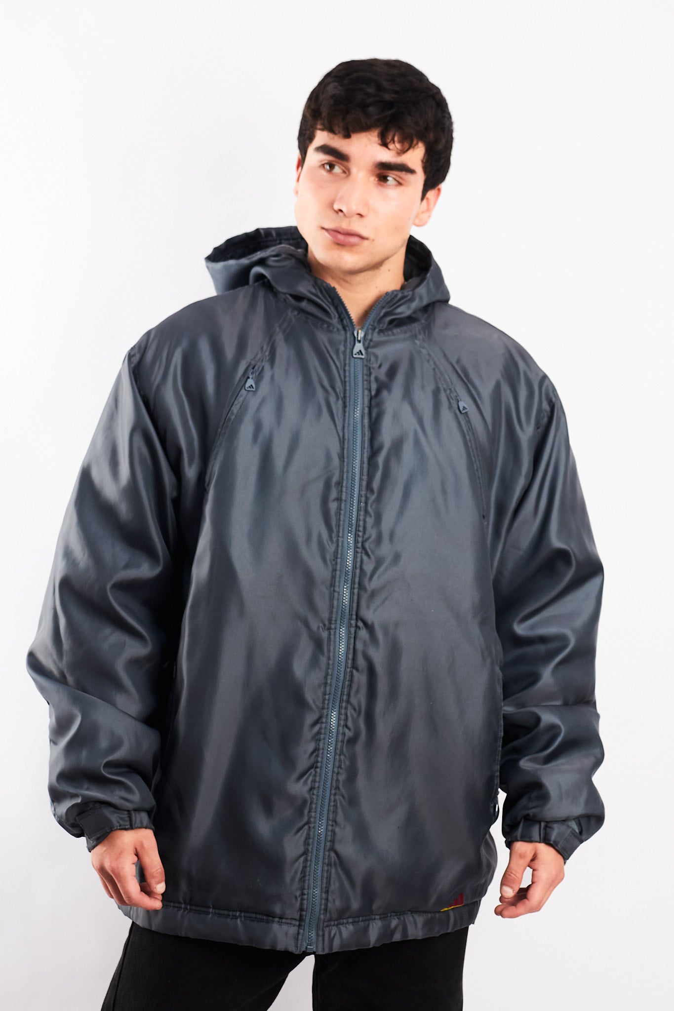 1999 Adidas Vintage Gray and Wine Padded Jacket (XL)