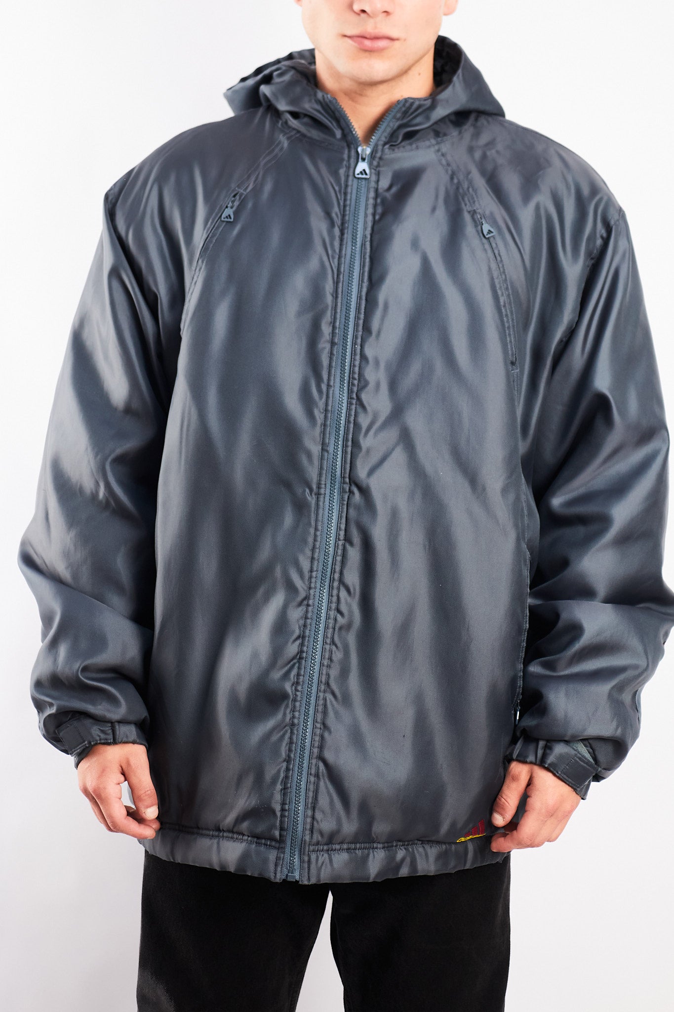 1999 Adidas Vintage Gray and Wine Padded Jacket (XL)