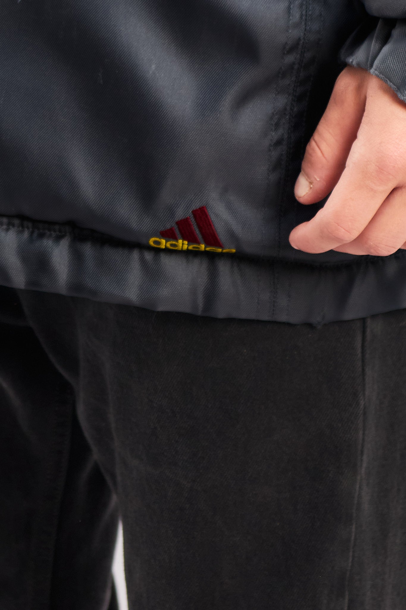 1999 Adidas Vintage Gray and Wine Padded Jacket (XL)