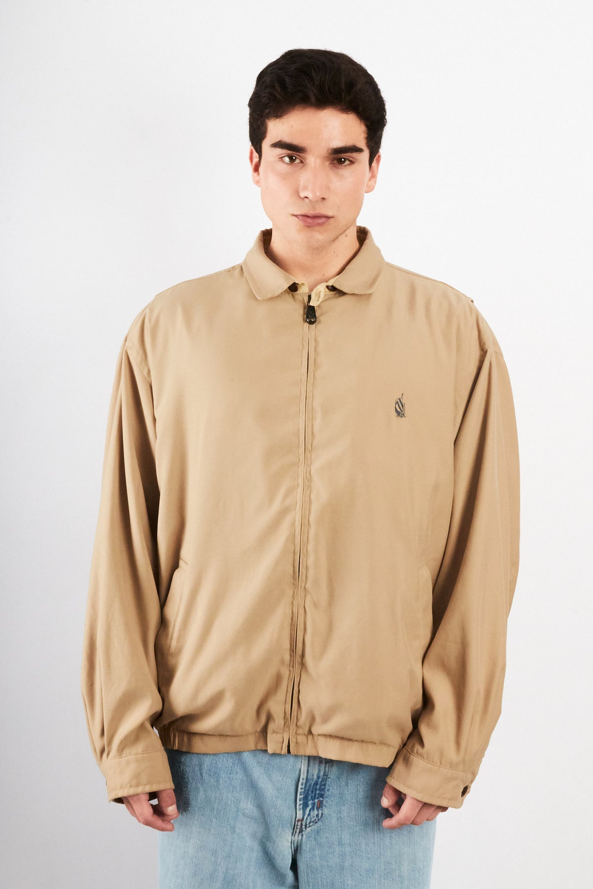 1990 Vintage Nautica Impermeable Bi-Swing Khakhi Harrington (XL)
