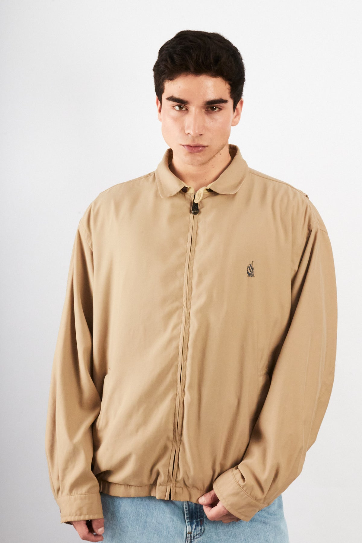 1990 Vintage Nautica Impermeable Bi-Swing Khakhi Harrington (XL)