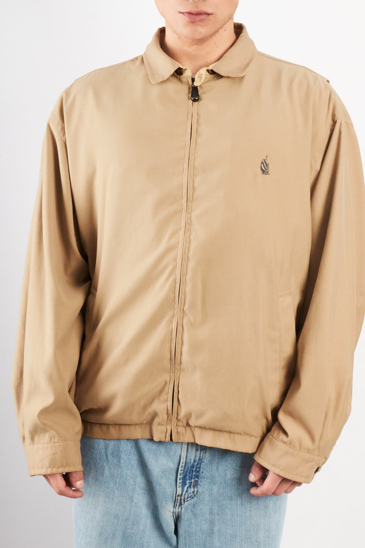 1990 Vintage Nautica Impermeable Bi-Swing Khakhi Harrington (XL)