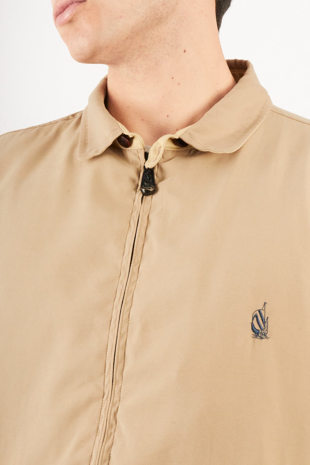 1990 Vintage Nautica Impermeable Bi-Swing Khakhi Harrington (XL)