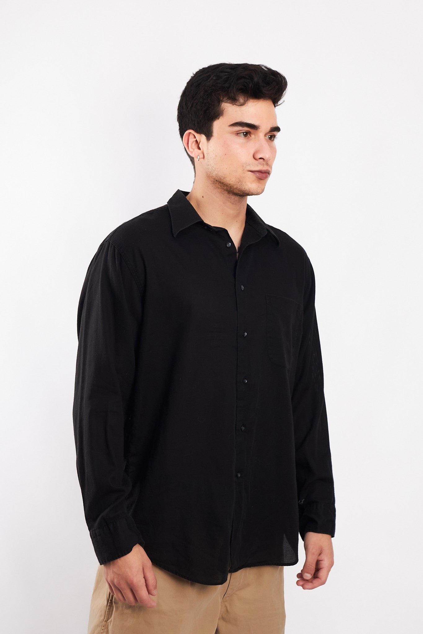 2000 Calvin Klein Black Linen Shirt (M)
