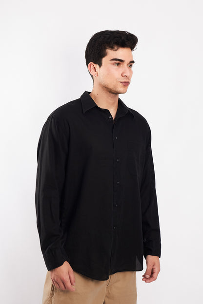 2000 Calvin Klein Black Linen Shirt (M)