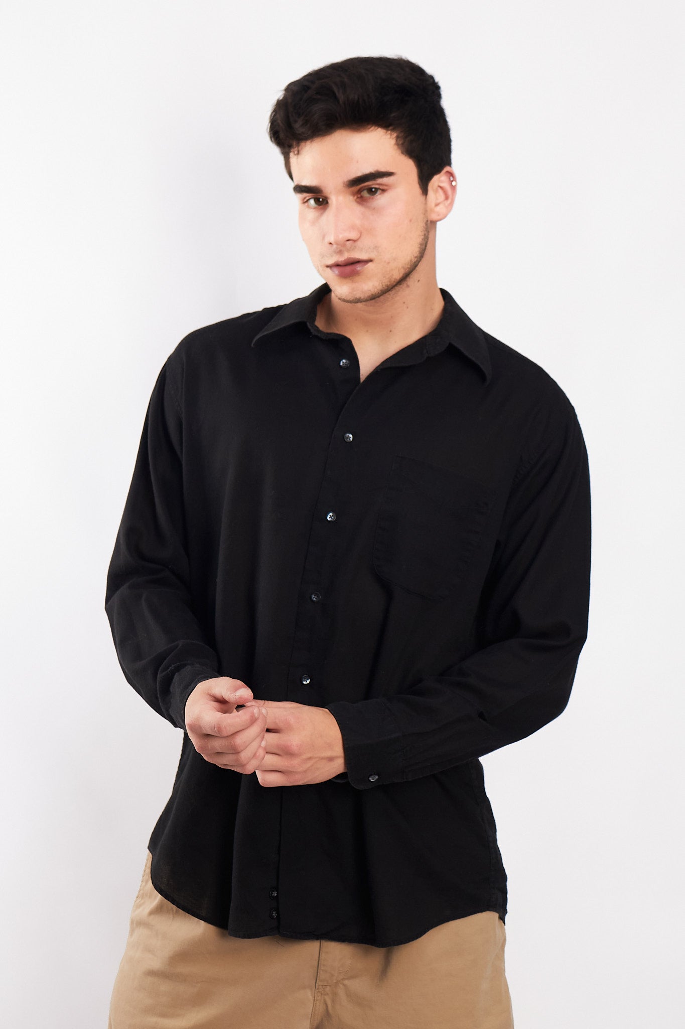2000 Calvin Klein Black Linen Shirt (M)