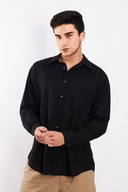 2000 Calvin Klein Black Linen Shirt (M)