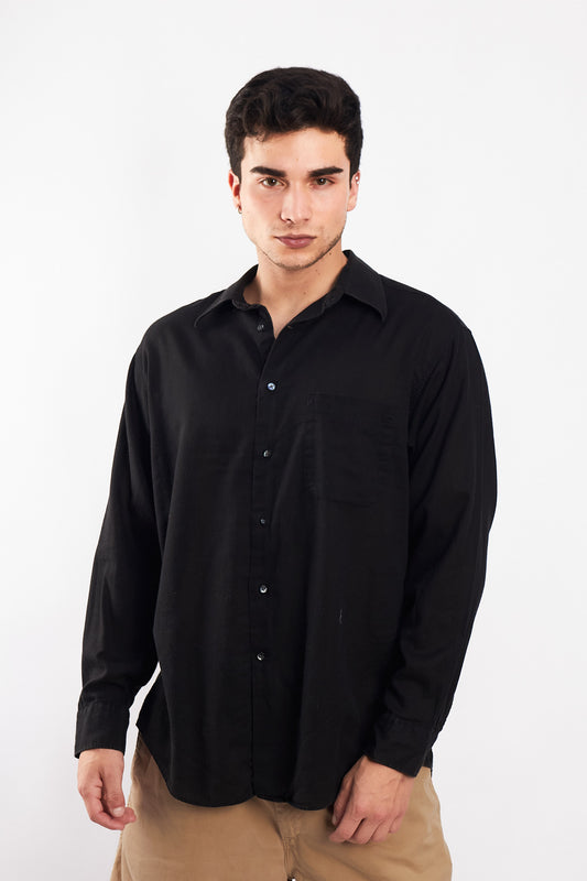 2000 Calvin Klein Black Linen Shirt (M)