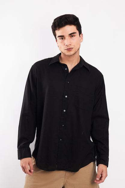 2000 Calvin Klein Black Linen Shirt (M)