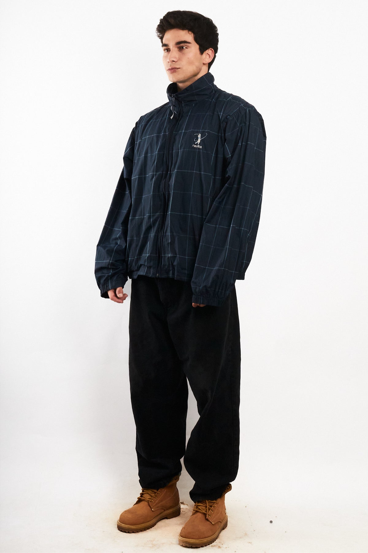 2000 Vintage Nautica Golf Navy Plaid Windbreaker (M/L)