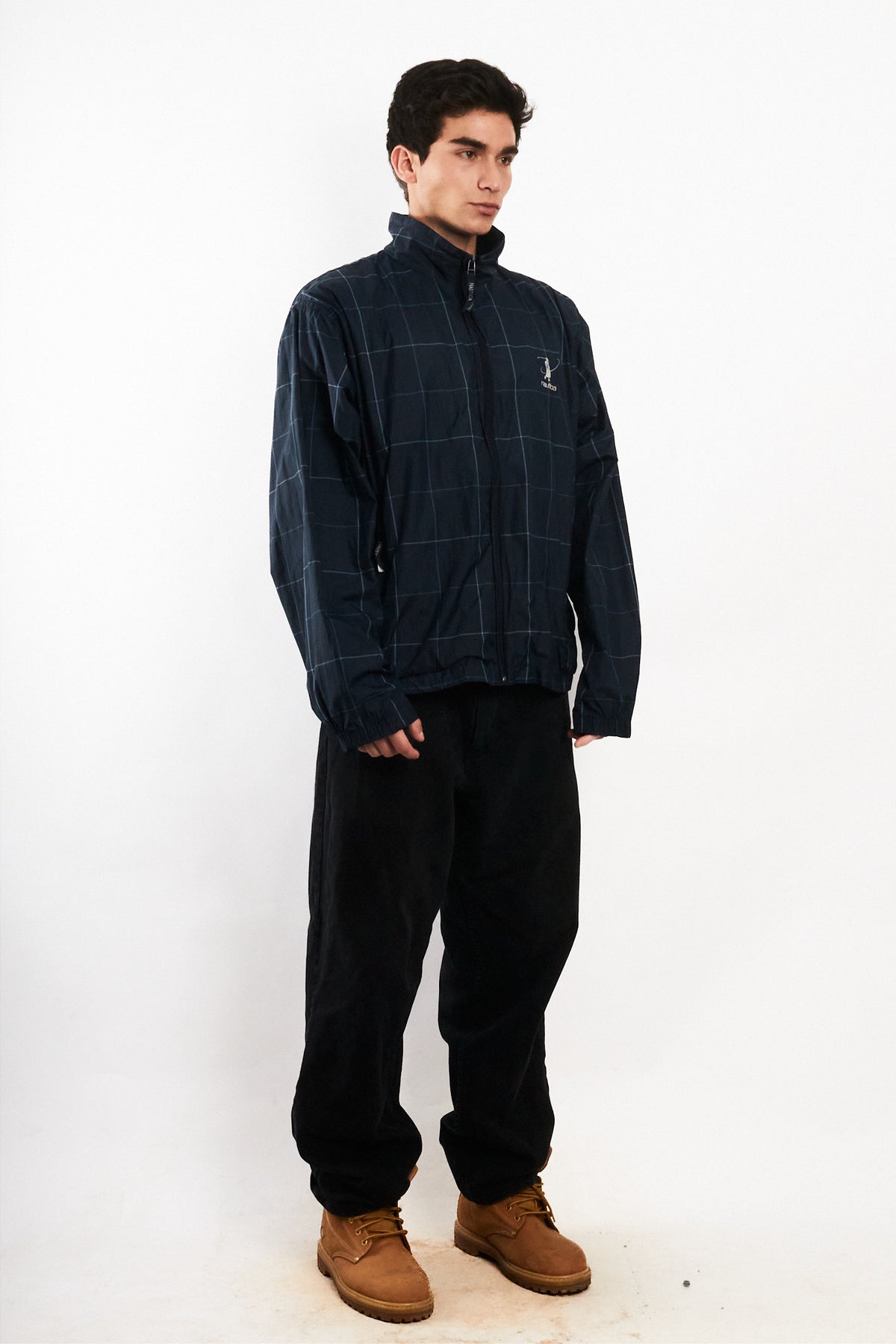 2000 Vintage Nautica Golf Navy Plaid Windbreaker (M/L)