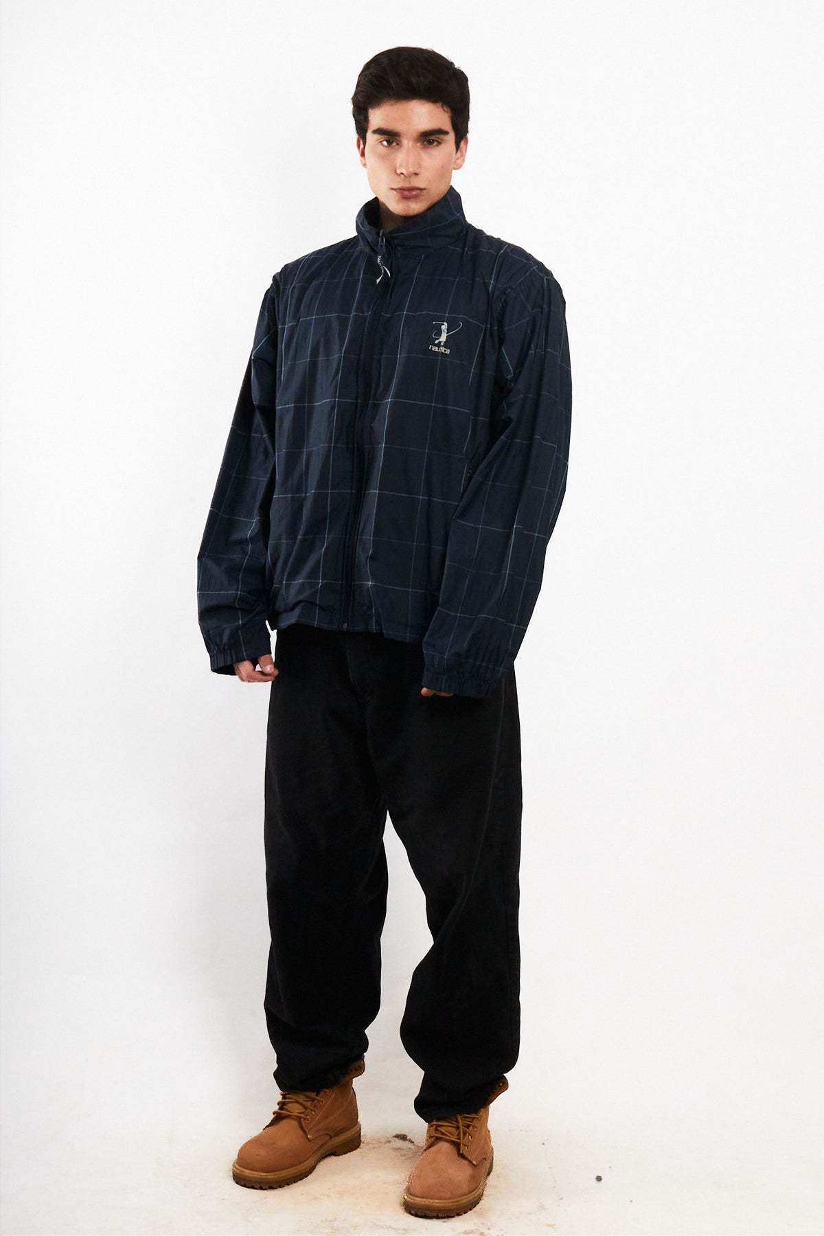 2000 Vintage Nautica Golf Navy Plaid Windbreaker (M/L)