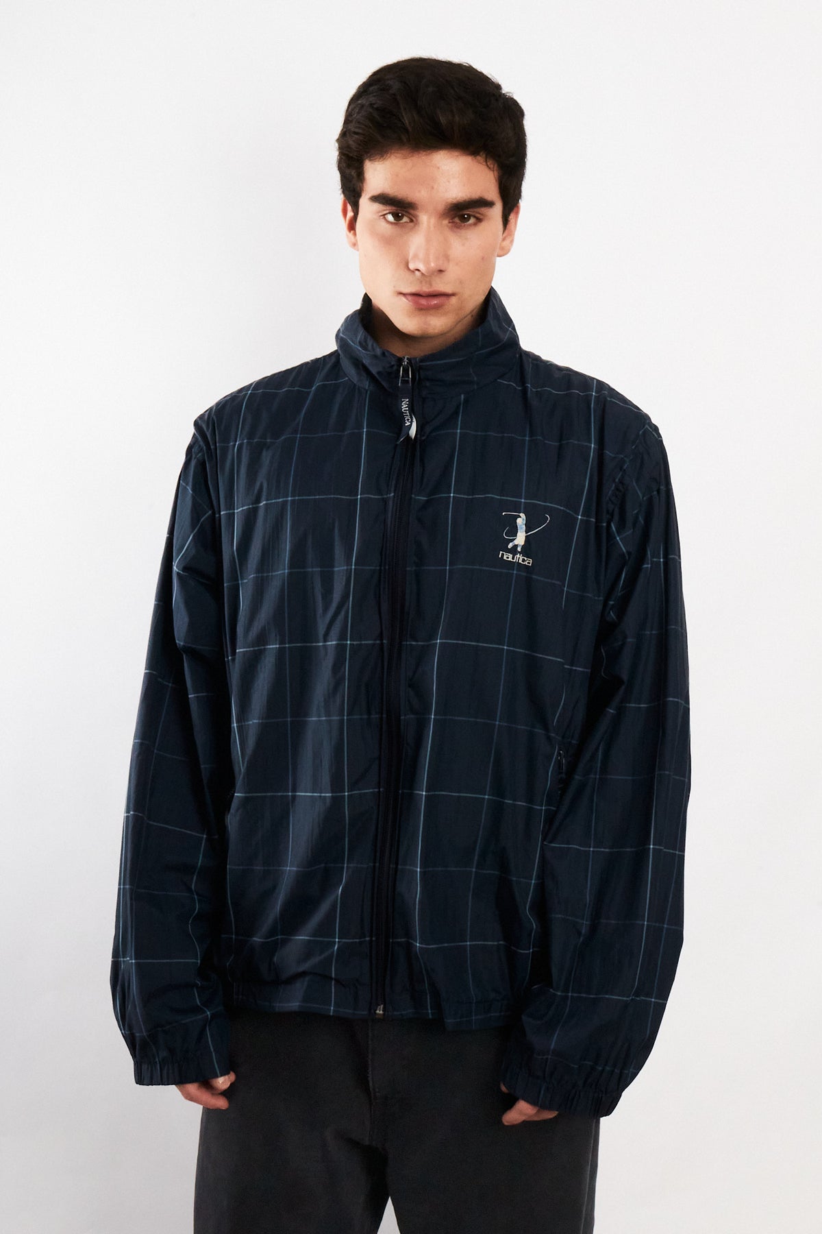2000 Vintage Nautica Golf Navy Plaid Windbreaker (M/L)