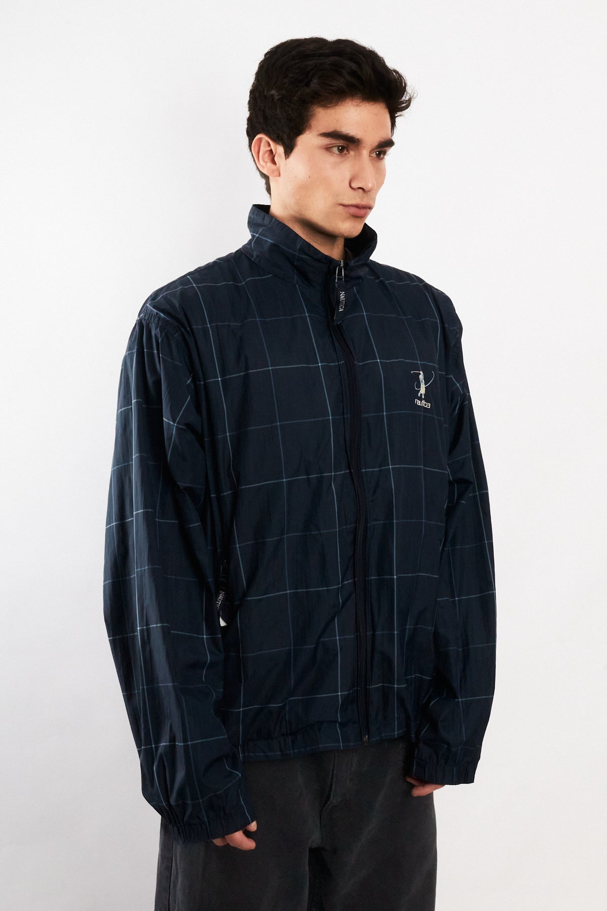 2000 Vintage Nautica Golf Navy Plaid Windbreaker (M/L)
