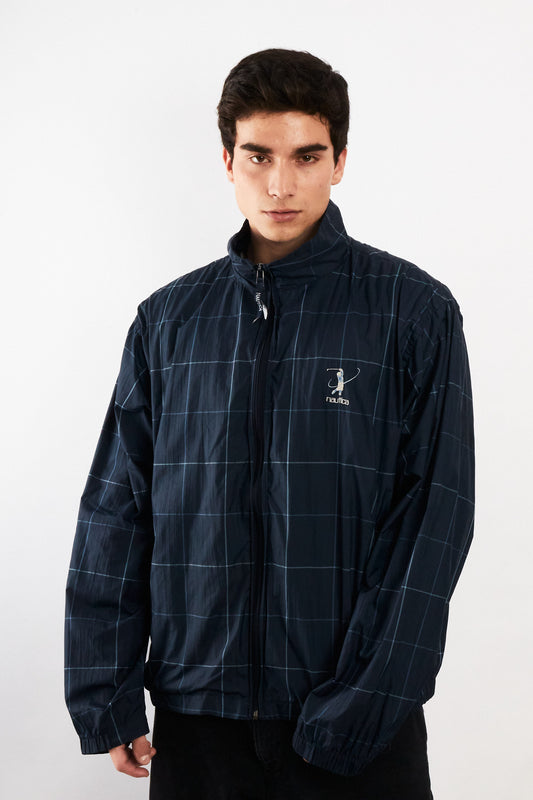 2000 Vintage Nautica Golf Navy Plaid Windbreaker (M/L)