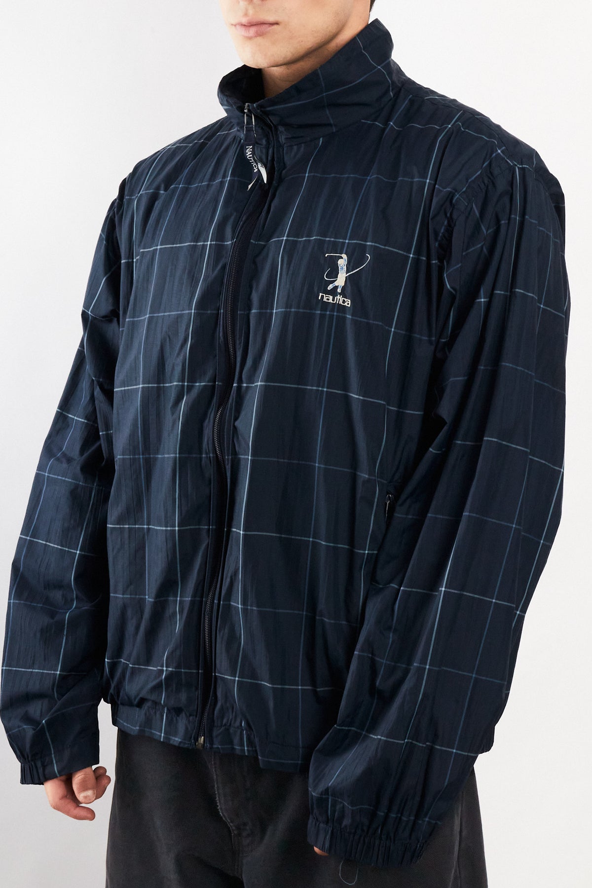 2000 Vintage Nautica Golf Navy Plaid Windbreaker (M/L)