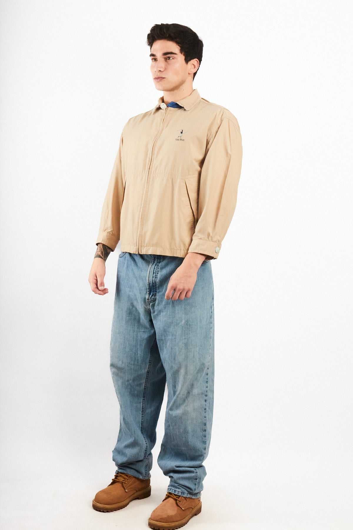 2000 Vintage Nautica Golf Khakhi Bi-Swing Impermeable Harrington (S/M)