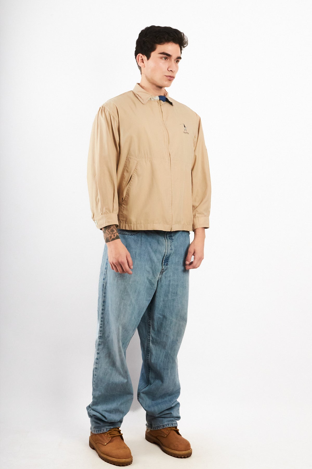 2000 Vintage Nautica Golf Khakhi Bi-Swing Impermeable Harrington (S/M)