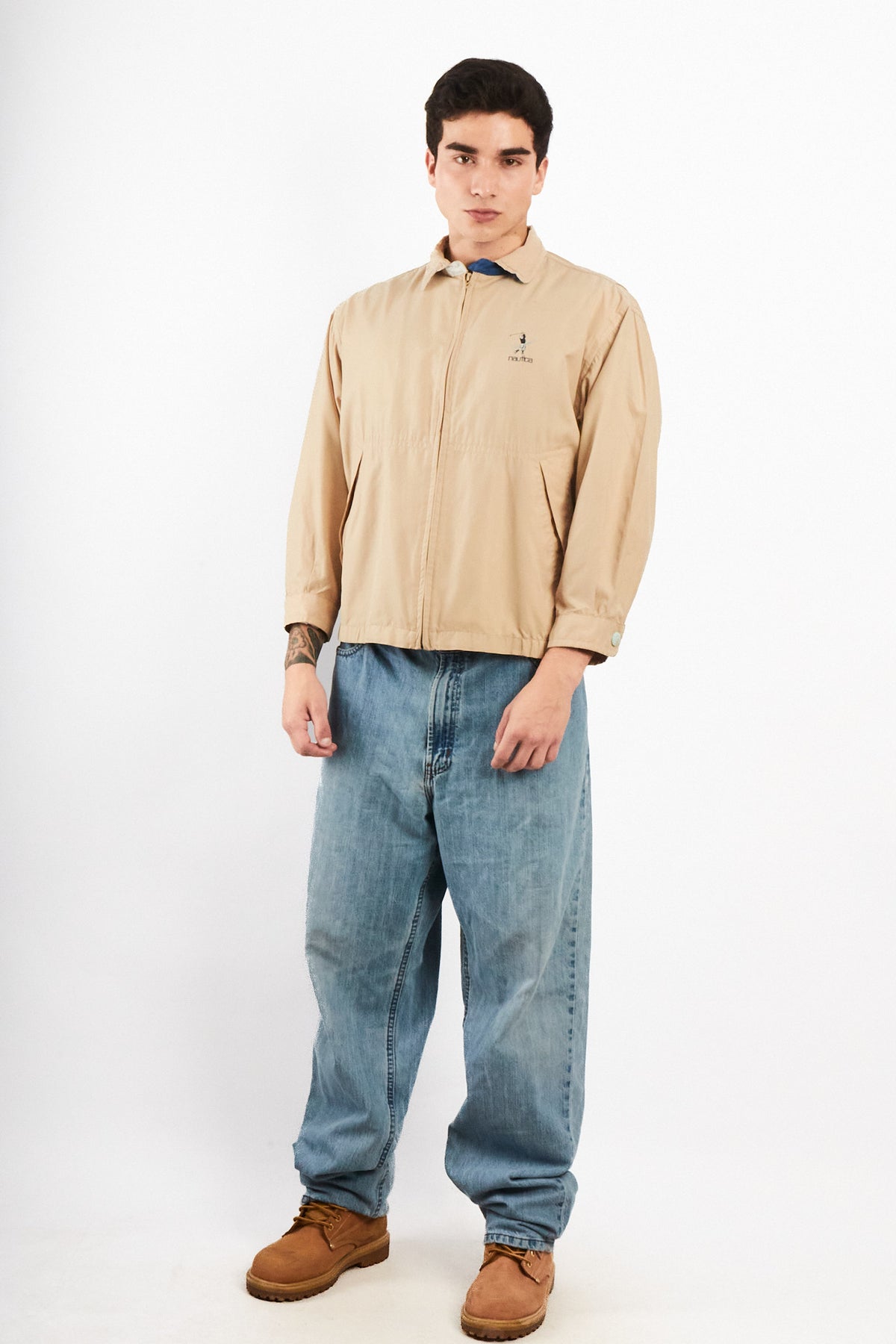 2000 Vintage Nautica Golf Khakhi Bi-Swing Impermeable Harrington (S/M)
