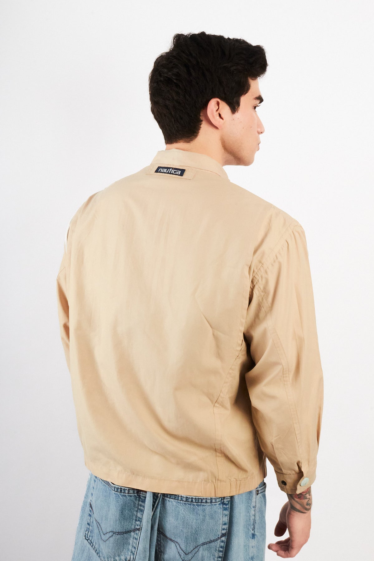 2000 Vintage Nautica Golf Khakhi Bi-Swing Impermeable Harrington (S/M)