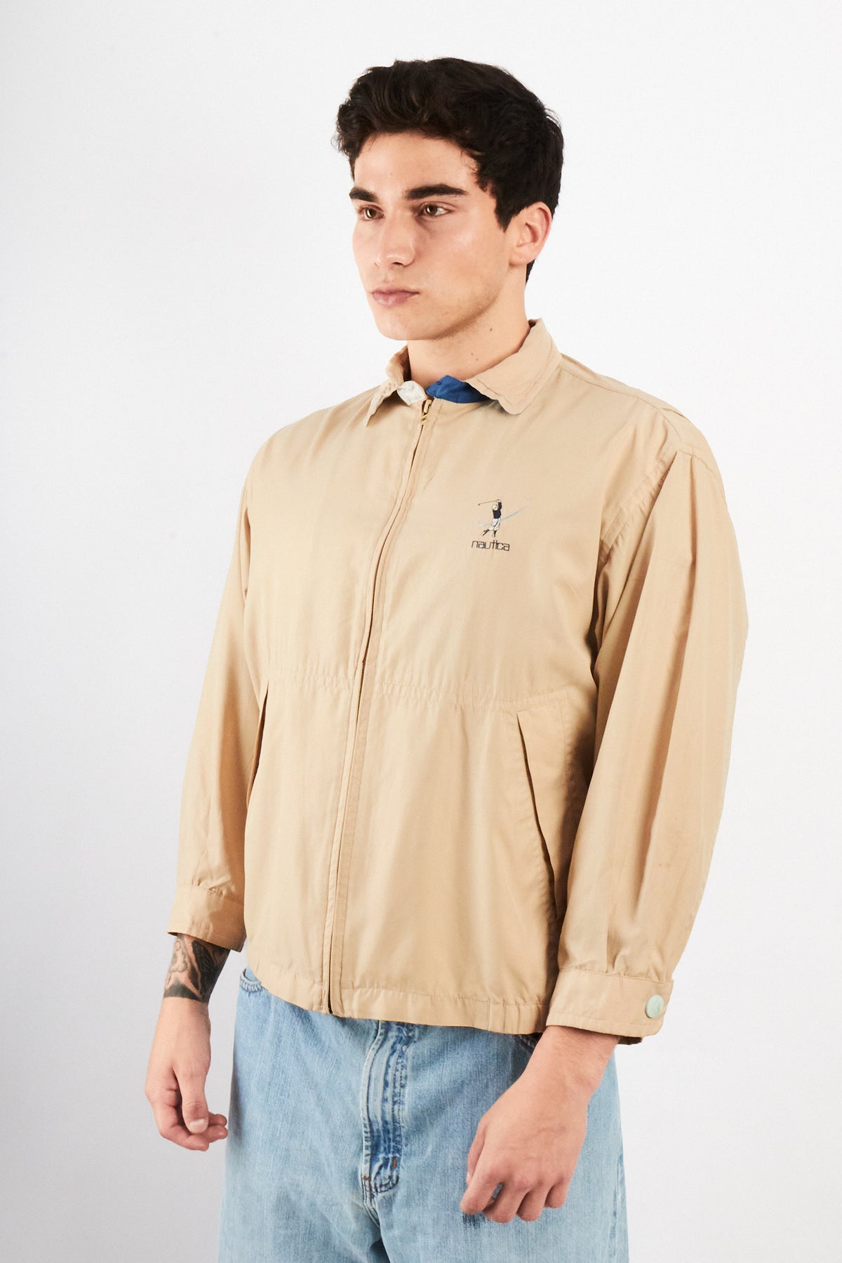 2000 Vintage Nautica Golf Khakhi Bi-Swing Impermeable Harrington (S/M)
