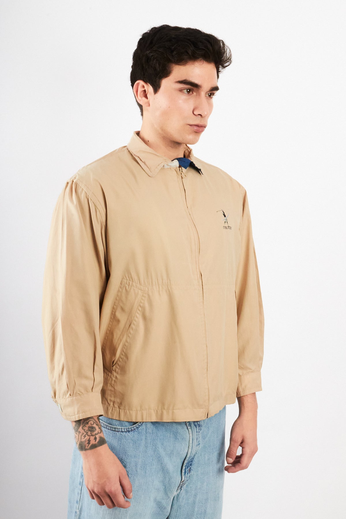 2000 Vintage Nautica Golf Khakhi Bi-Swing Impermeable Harrington (S/M)